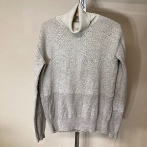 Jil Sander Size 40 Cashmere Silk Blend Turtle Neck Three Tone Beige Tight Knit